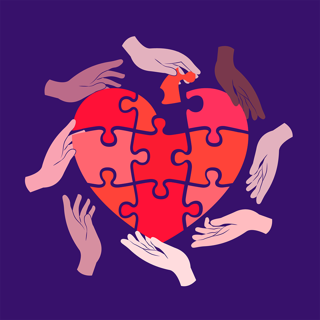 Mãos unidas em círculo representando união